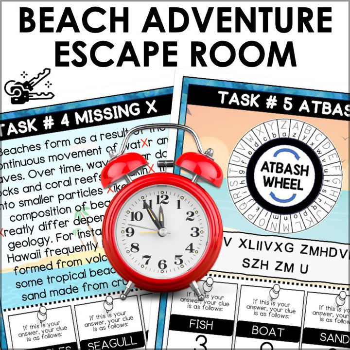 Beach Escape Room Game | Birthday Party Puzzles | Printable Escape Room Game - Teacher Jeanell