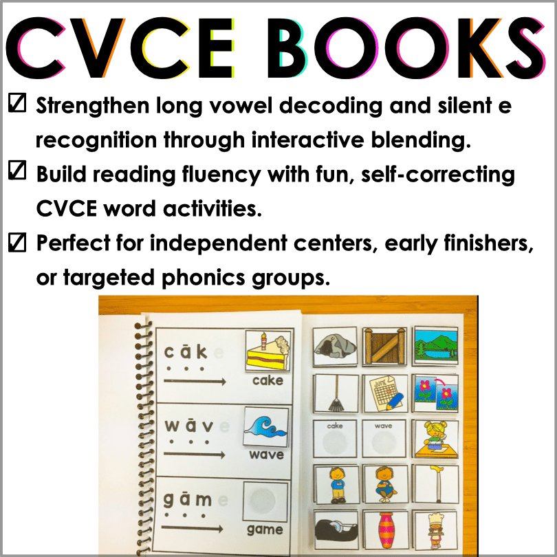 CVCe Blending Books | Silent E Word Practice | Early Reading Phonics Activities - Teacher Jeanell