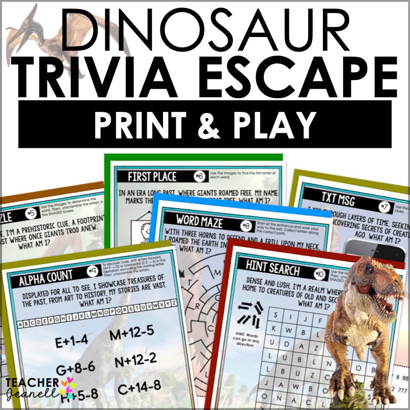 Dinosaur Escape Room Trivia Game for Kids - Teacher Jeanell