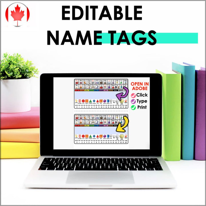 Editable Pencil Box Name Tags for Kindergarten - 1st Grade with Canadian Coins - Teacher Jeanell