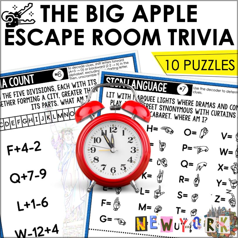 Escape the Big Apple: NYC Heist Trivia Game - Printable Escape Room Family Game Educational Puzzle - Teacher Jeanell