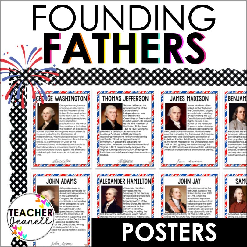 Founding Fathers Poster Set Fourth Of July Independence Day Bulletin Teacher Jeanell Founding Fathers Poster Set Fourth Of July Independence Day Bulletin Teacher Jeanell