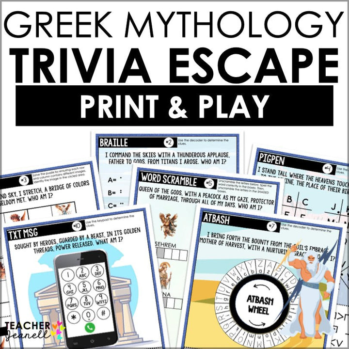 Greek Mythology Escape Room Trivia Game - Teacher Jeanell