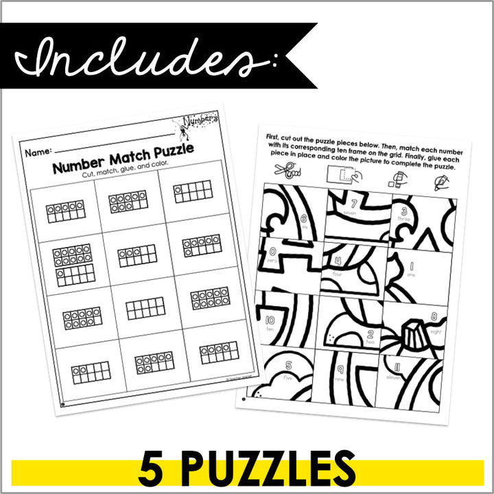 Halloween Learning Puzzles - Alphabet, Numbers CVC Words & Sight Words Matching Activity - Teacher Jeanell