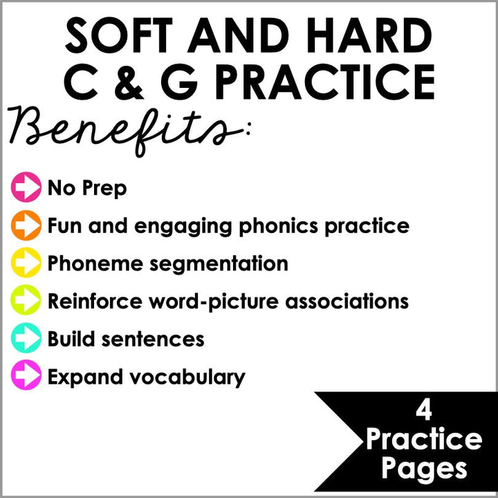 Hard and Soft C and G Mastery: Engaging Worksheets for Word Practice - Teacher Jeanell