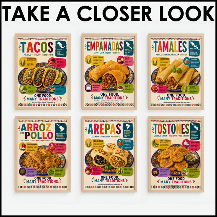 Hispanic Heritage Month Food Posters | 10 Printable Classroom Posters - Teacher Jeanell