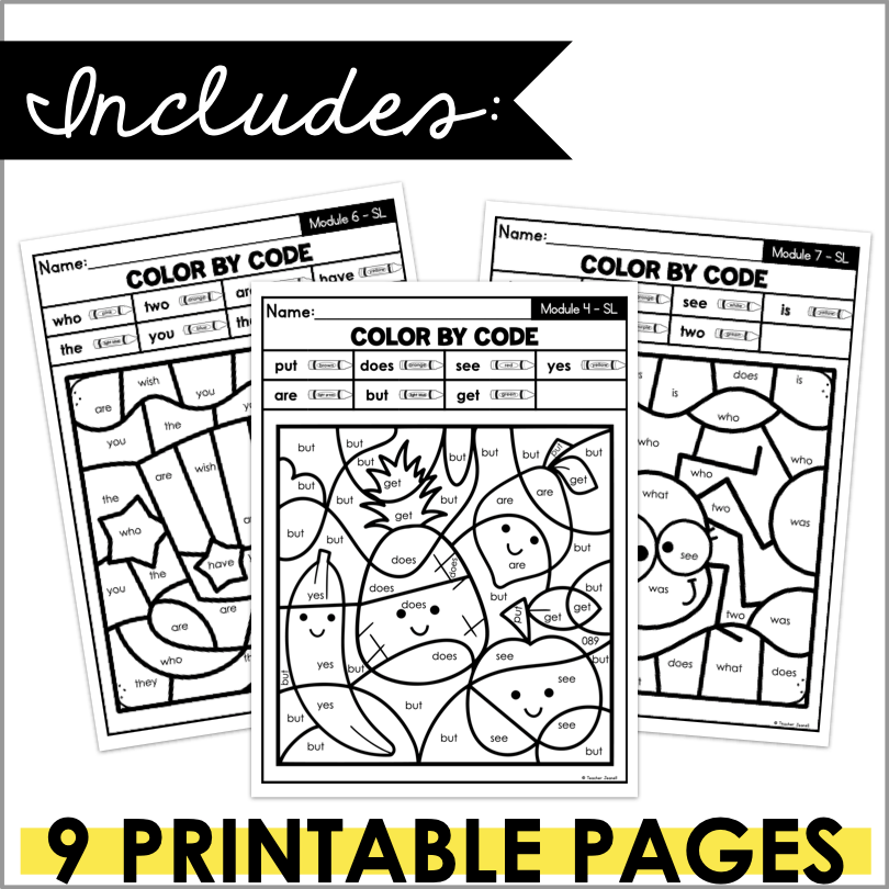 HMH Into Reading Kindergarten Irregular Sight Words Color by Code Activity - Teacher Jeanell