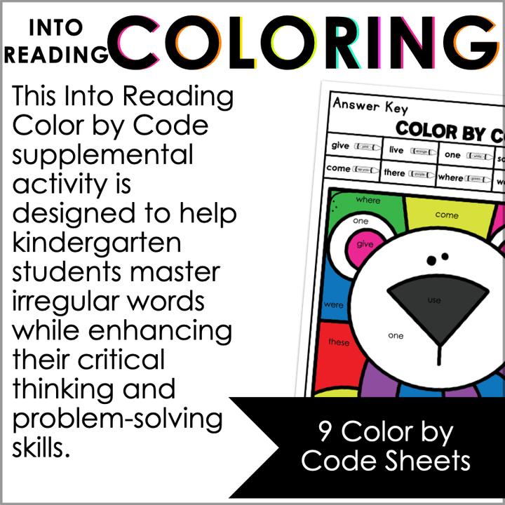 HMH Into Reading Kindergarten Irregular Sight Words Color by Code Activity - Teacher Jeanell