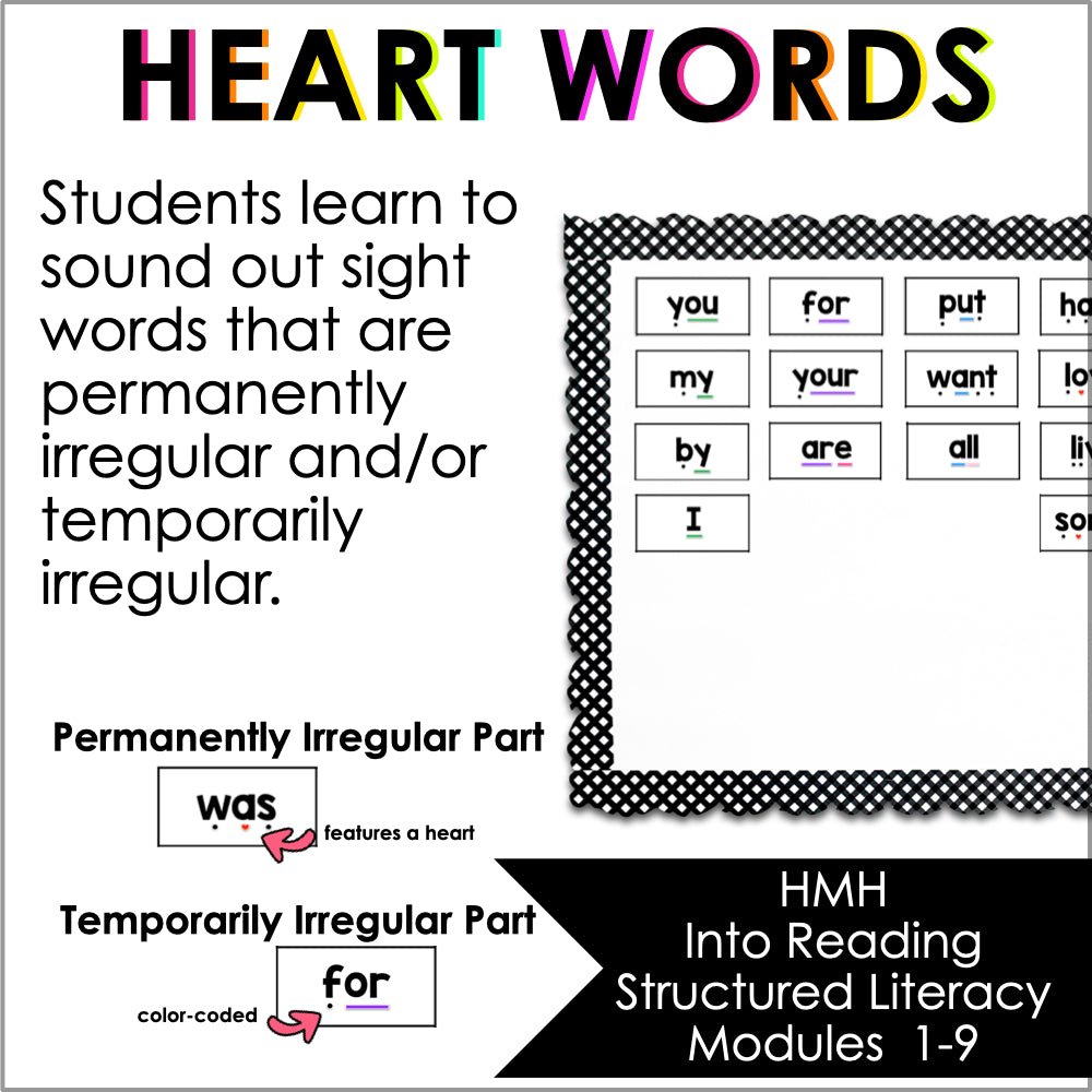 Irregular Words Sign HMH Into Reading Kindergarten Irregular Word Cards for Heart Word ...