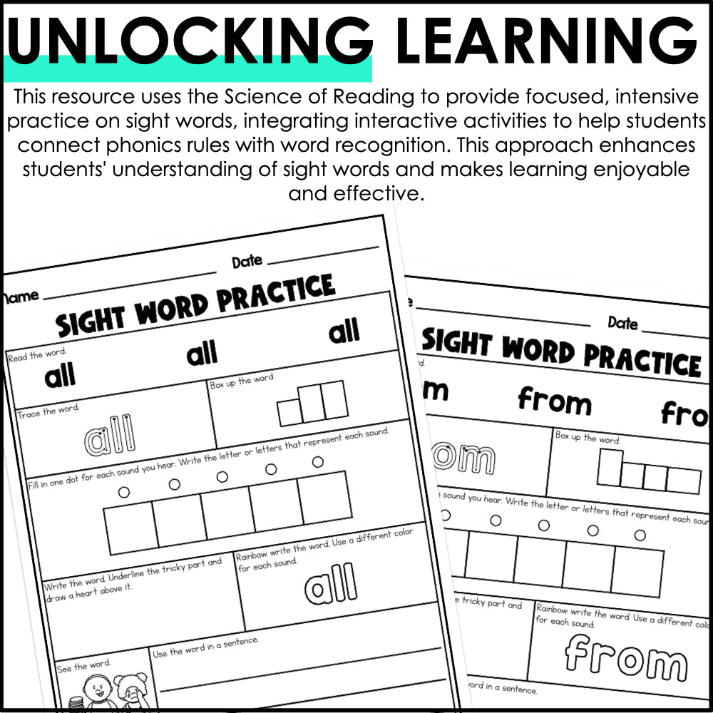 HMH Into Reading Structured Literacy First Grade Irregular Sight Words and Heart Words Practice Supplement - Teacher Jeanell