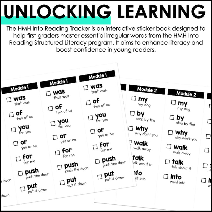 HMH Into Reading Structured Literacy First Grade Irregular Words Tracker - Teacher Jeanell