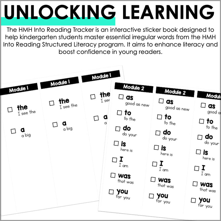 HMH Into Reading Structured Literacy Kindergarten Irregular Words Tracker - Teacher Jeanell