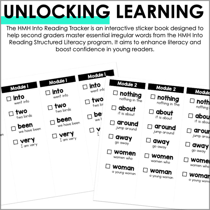 HMH Into Reading Structured Literacy Second Grade Irregular Words Tracker - Teacher Jeanell