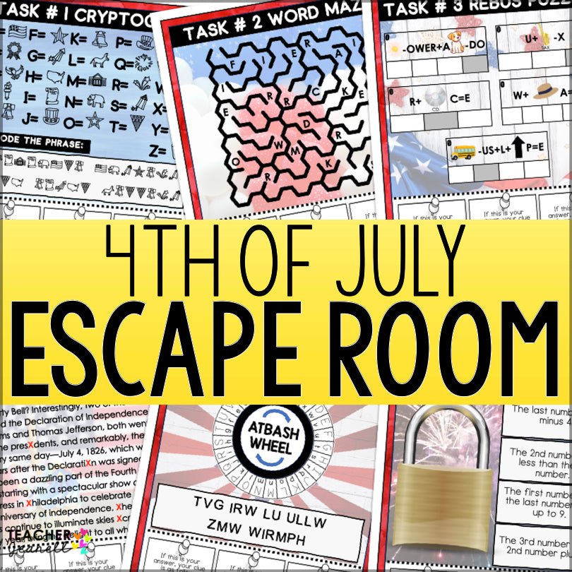 Independence Day Fourth of July Escape Room Game - Teacher Jeanell