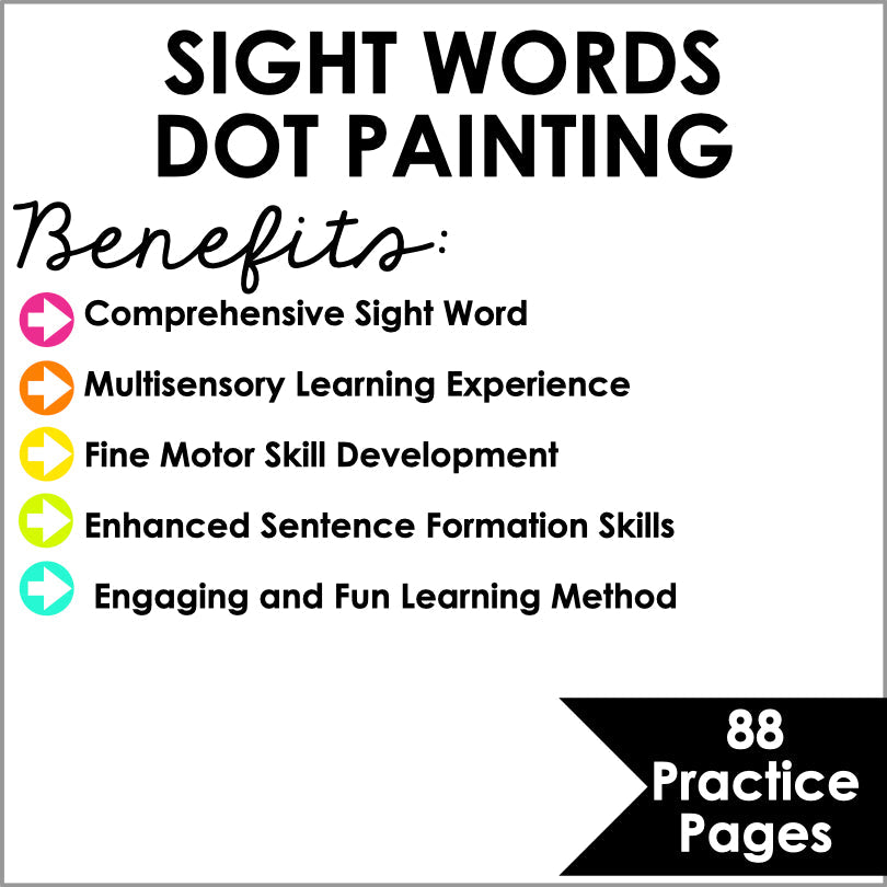 Journeys Kindergarten Sight Words Q - Tip Painting Activity Sheets Units 1 - 6 Supplement - Teacher Jeanell