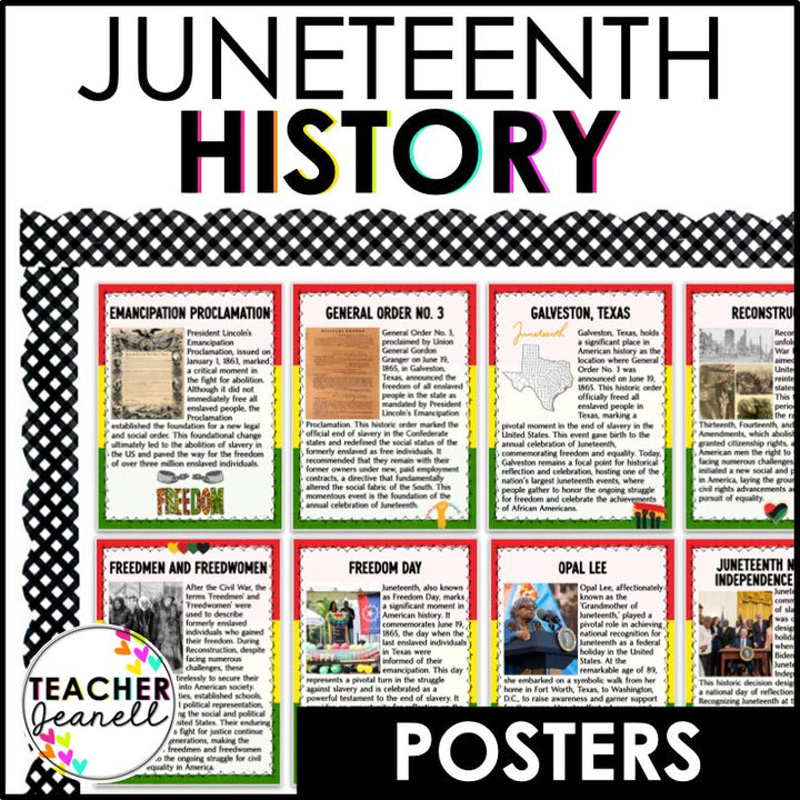 Juneteenth History Bulletin Board Display | Freedom Day Poster Set - Teacher Jeanell