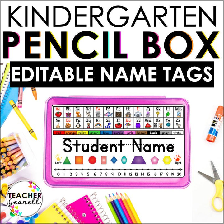 Kindergarten Pencil Box Name Tags Editable - Teacher Jeanell