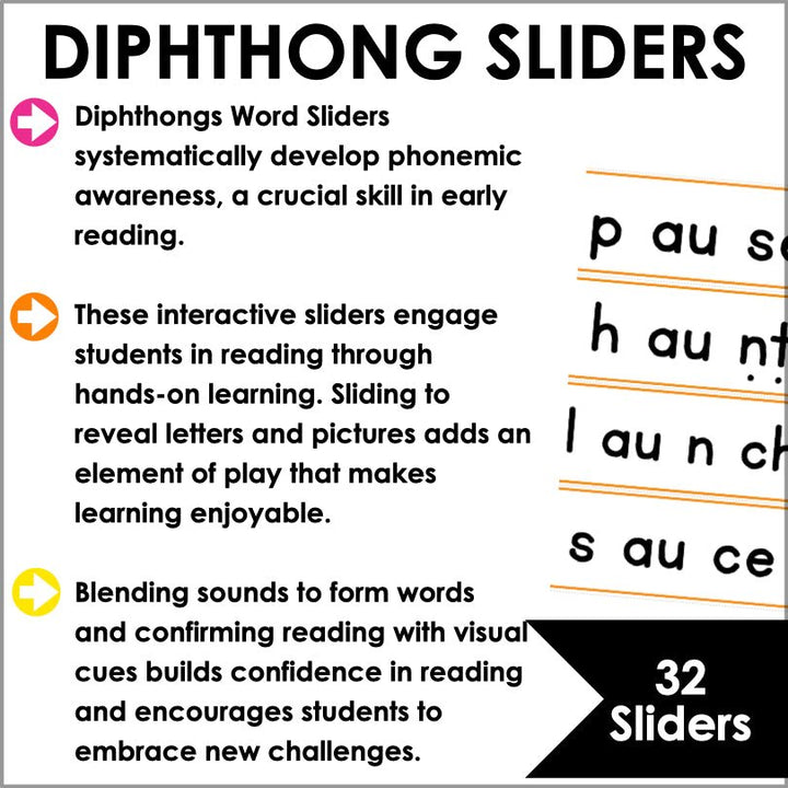 Master Diphthongs with Interactive Word Sliders for Early Reading Skills - Teacher Jeanell