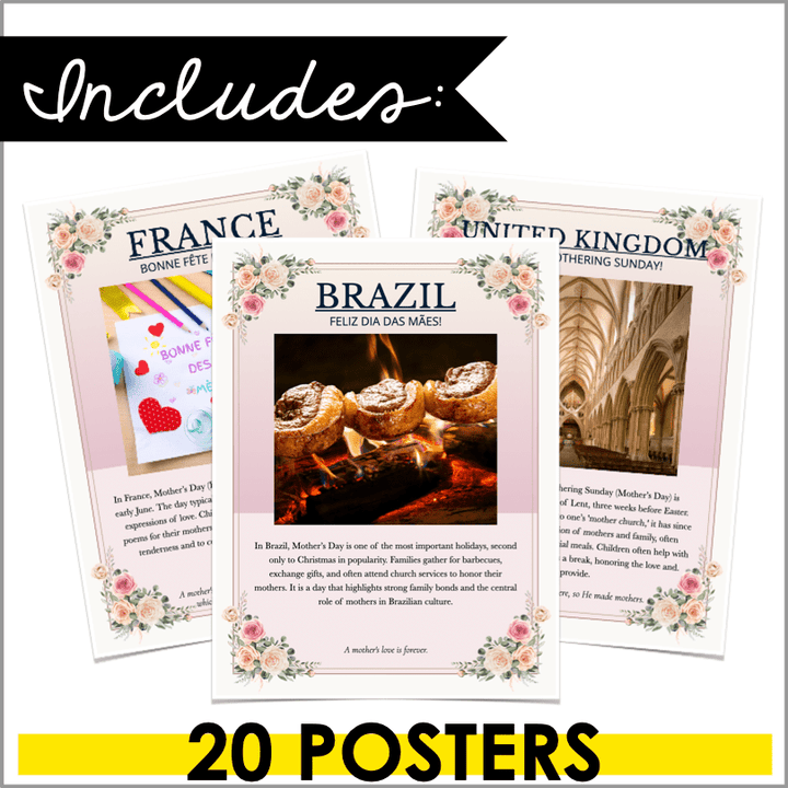 Mother’s Day Traditions Around the World – Printable Cultural Bulletin Board Poster Set - Teacher Jeanell