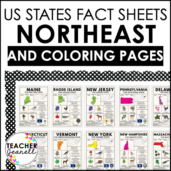 Northeast Region State Facts Poster Bundle – Educational Geography Prints for Classrooms & Home Learning - Teacher Jeanell