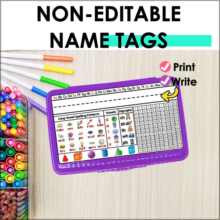 Pencil Box Name Tags Editable 1st - 2nd Grade - Teacher Jeanell