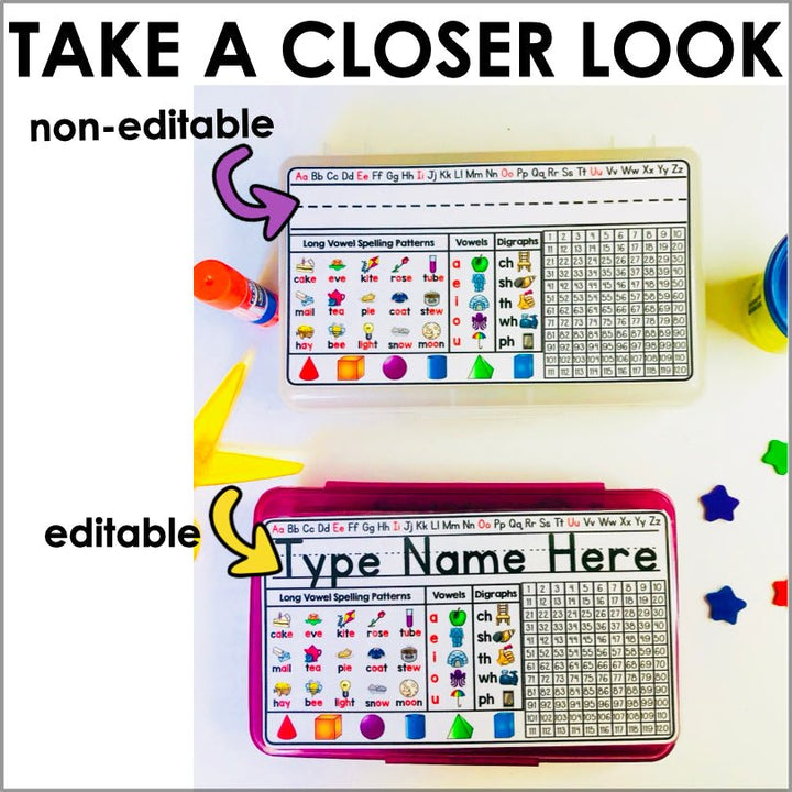 Pencil Box Name Tags Editable 1st - 2nd Grade - Teacher Jeanell