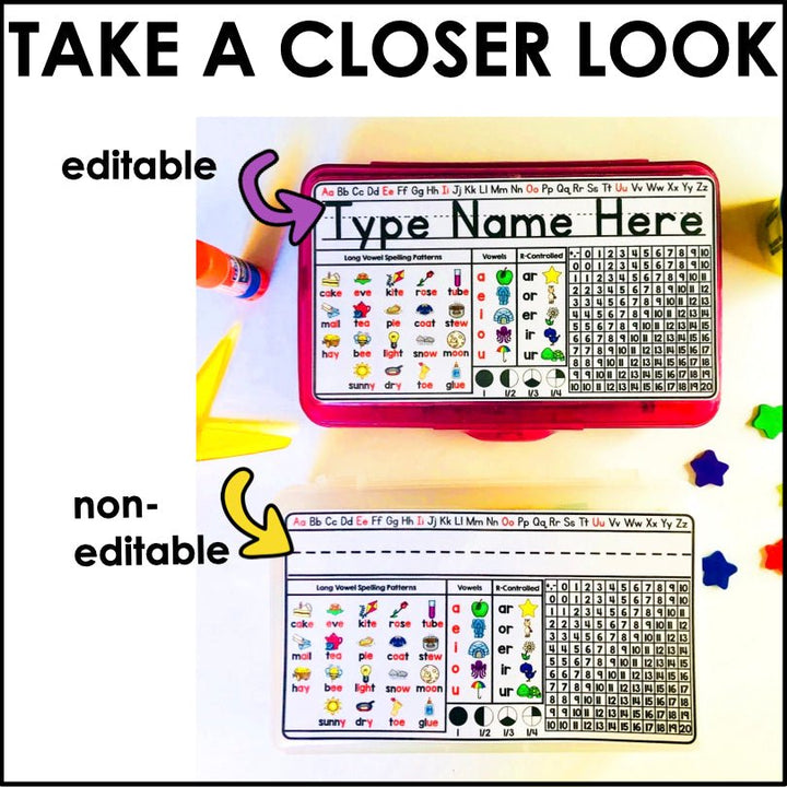 Pencil Box Name Tags Editable 2nd - 3rd Grade - Teacher Jeanell