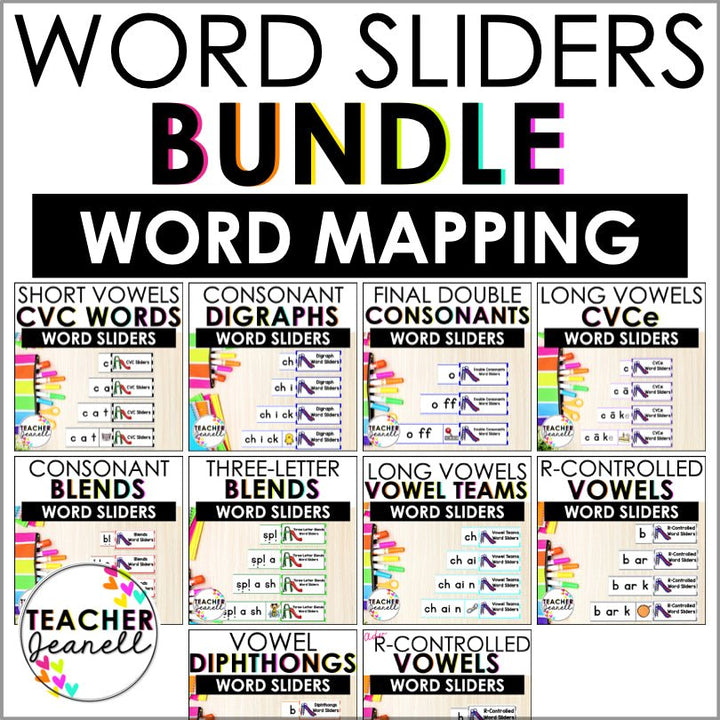 Phonics Word Slider Bundle | Build Early Reading Skills | Word Mapping - Teacher Jeanell