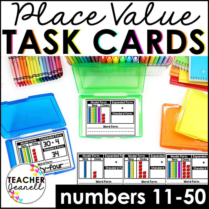 Place Value Task Cards - Expanded Form, Standard Form, and Word Form - Teacher Jeanell