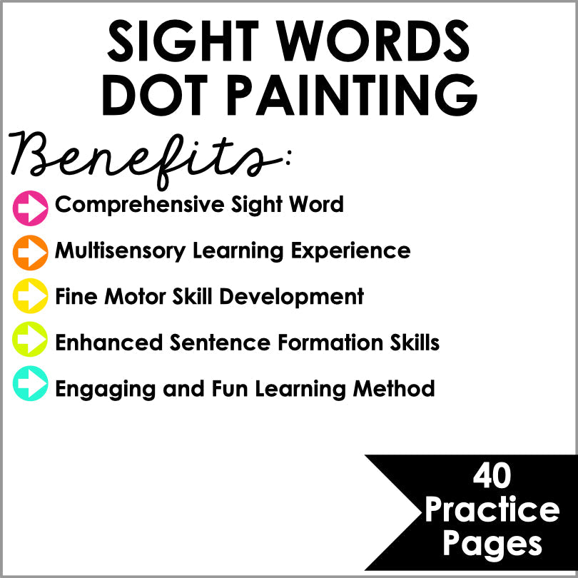 PrePrimer Sight Words Q - Tip Painting Activity Sheets - Teacher Jeanell