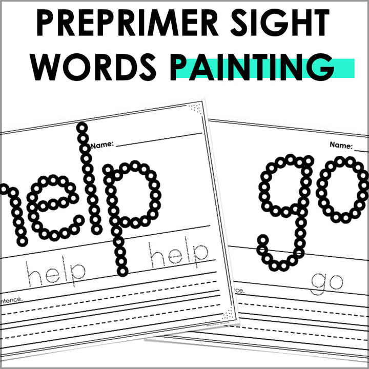 PrePrimer Sight Words Q - Tip Painting Activity Sheets - Teacher Jeanell