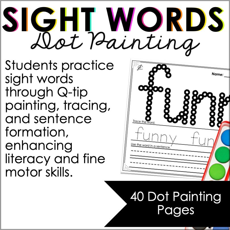 PrePrimer Sight Words Q - Tip Painting Activity Sheets - Teacher Jeanell