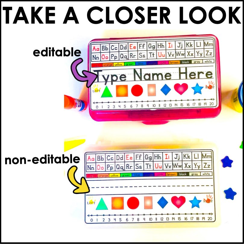 Preschool Pencil Box Name Tags Editable - Teacher Jeanell