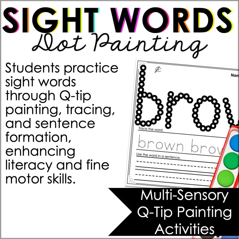 Primer Sight Words Q - Tip Painting Activity Sheets - Teacher Jeanell