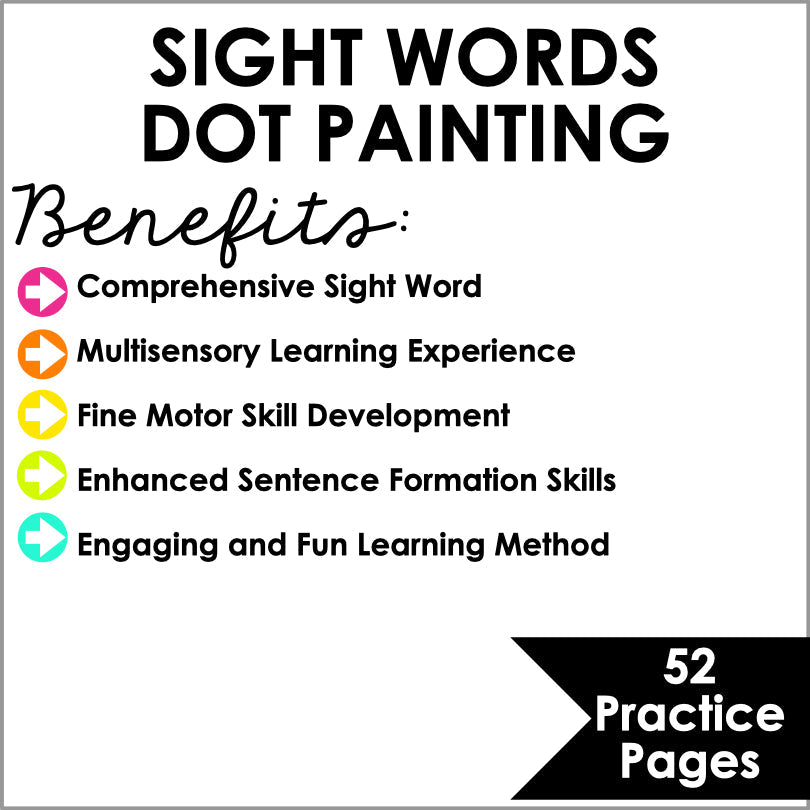 Primer Sight Words Q - Tip Painting Activity Sheets - Teacher Jeanell