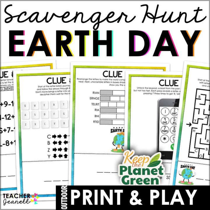 Printable Earth Day Scavenger Hunt Kit | Eco-Friendly Outdoor Adventure Game for Kids and Families - Teacher Jeanell