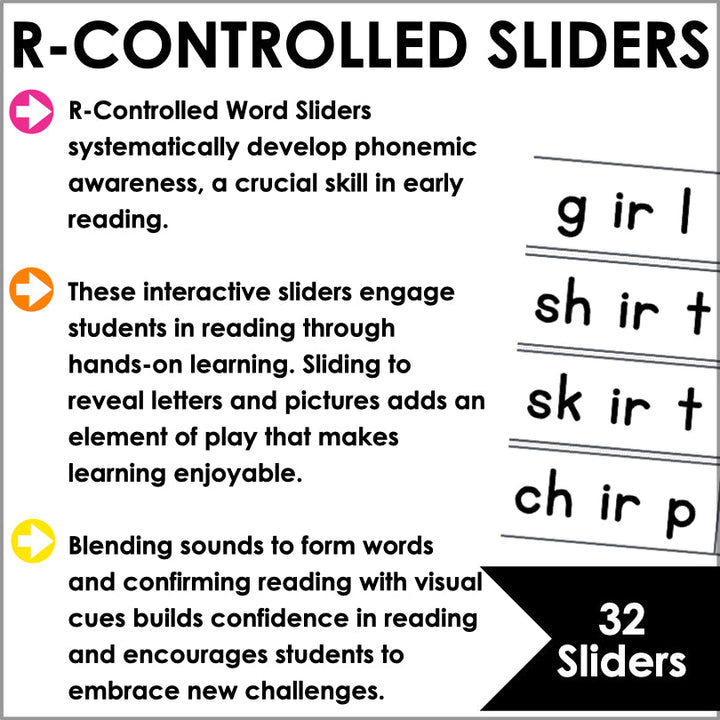 R - Controlled Vowels Word Sliders for Phonics Practice - Teacher Jeanell