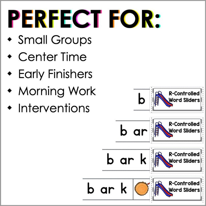 R - Controlled Vowels Word Sliders for Phonics Practice - Teacher Jeanell