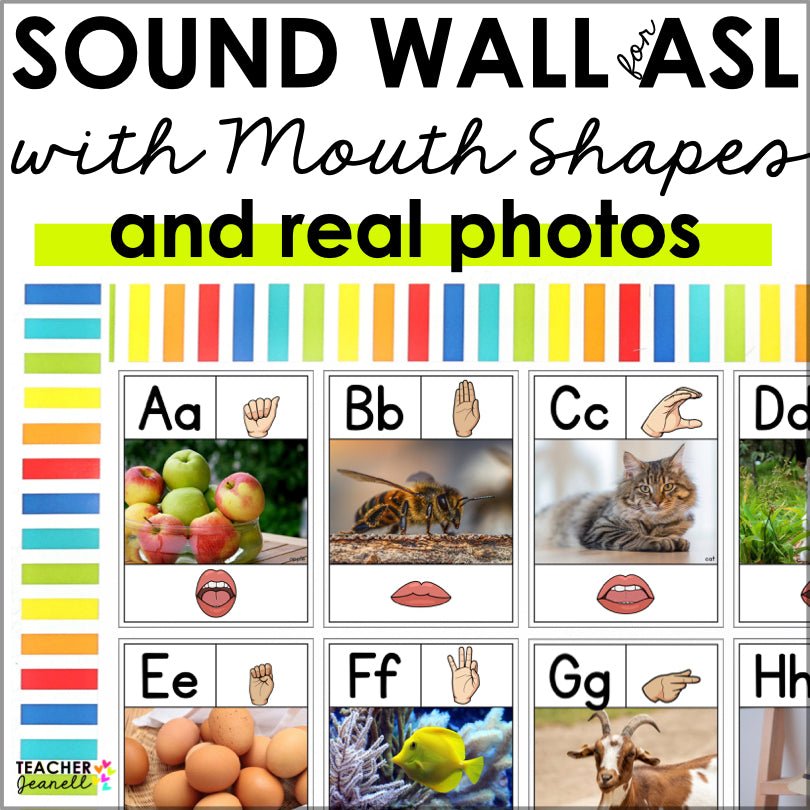 Sound Wall for ASL with Mouth Shapes and Real Photos - Teacher Jeanell