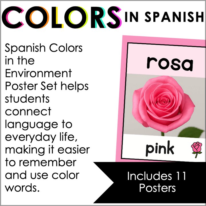 Spanish Color Words Posters – Bright, Bilingual Classroom Vocabulary Display - Teacher Jeanell
