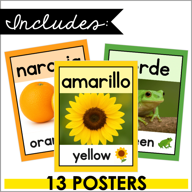 Spanish Color Words Posters – Bright, Bilingual Classroom Vocabulary Display - Teacher Jeanell