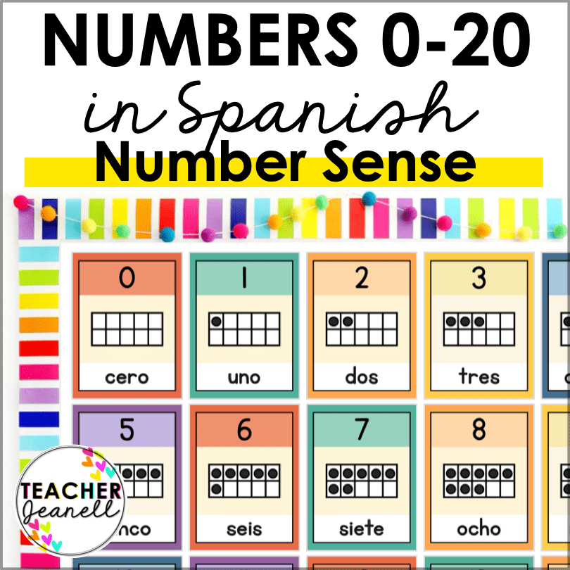Spanish Number Posters 0–20 with Ten Frames - Teacher Jeanell