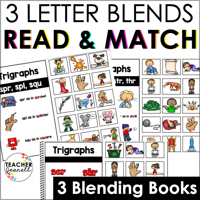 Three - Letter Consonant Blends | Phonics Blending Books for Early Readers| Trigraphs Practice - Teacher Jeanell