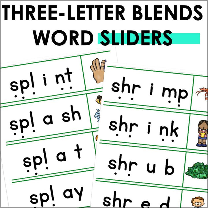 Trigraphs Segmenting and Blending Cards - 3 Letter Blends Word Sliders - Teacher Jeanell