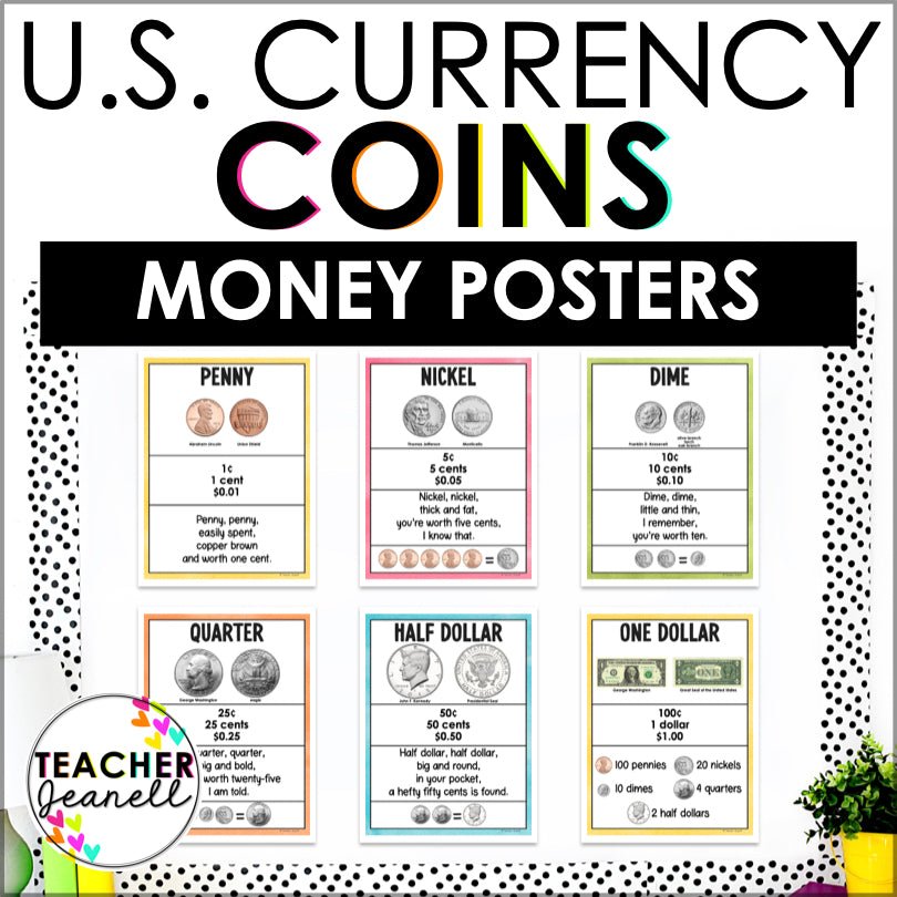 Coin Collection Poster U.S. Coins Poster Set for Teaching Financial Literacy in Classrooms ...