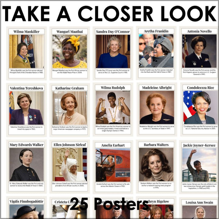 Women's History Month Poster Set | Famous Firsts to Inspire Young Minds - Teacher Jeanell