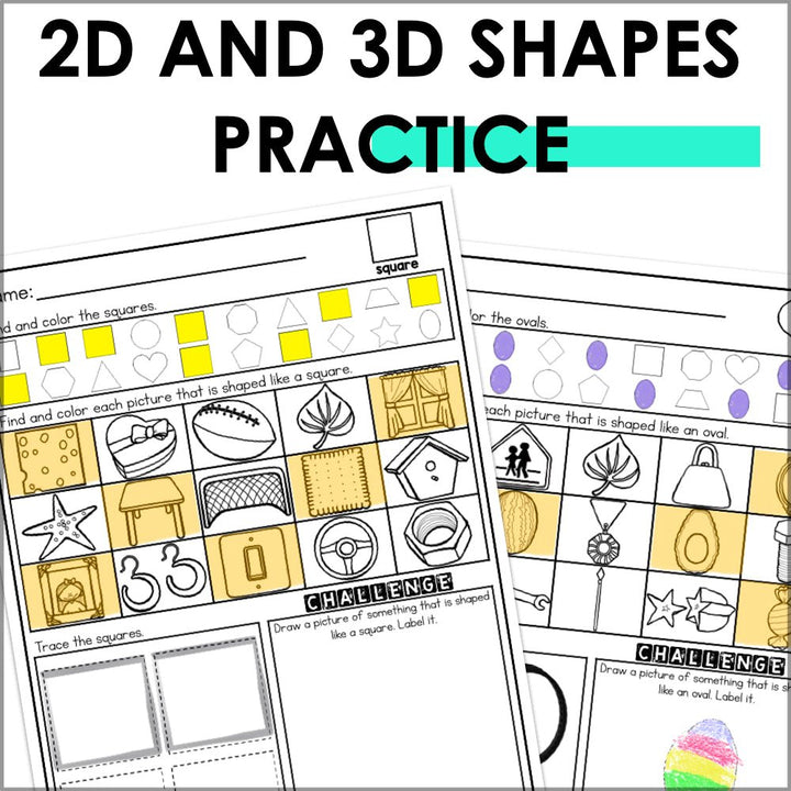2D and 3D Shapes Practice Sheets - Teacher Jeanell