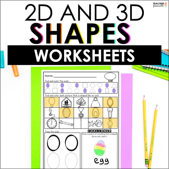 2D and 3D Shapes Worksheets - Teacher Jeanell