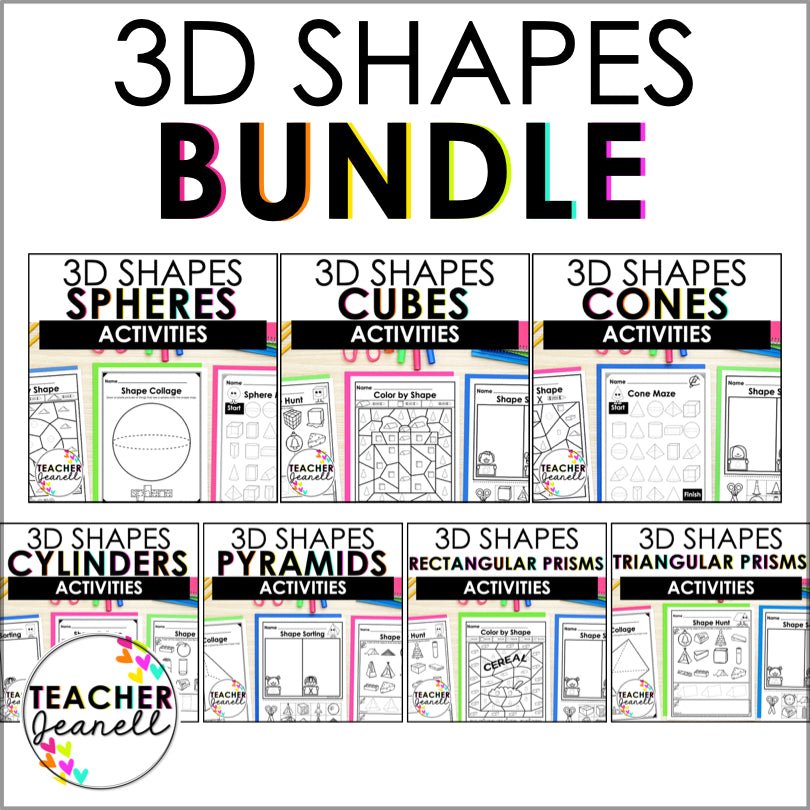 3D Shapes Worksheets and Activities Bundle | Shape Recognition - Teacher Jeanell