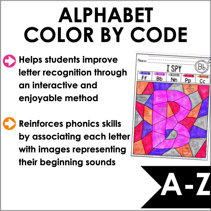 Alphabet and Beginning Sounds Color by Code Worksheets - Teacher Jeanell